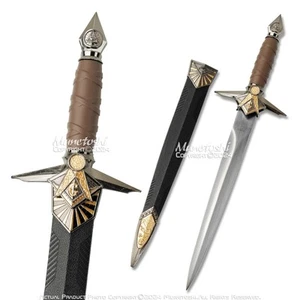 Coltello pugnale massonico acciaio inox 15,5" apri lettere cavaliere templare medievale - Foto 1 di 5