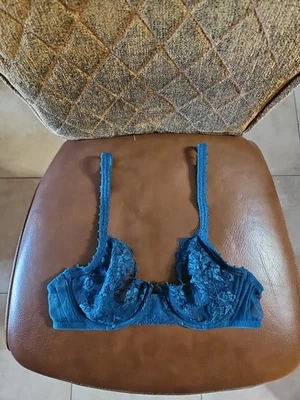La Perla Maharani Unlined Underwire Blue Floral Lace Sheer Bra Size 34B - Image 1 of 4