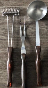 Vintage Cutco braun orange Wirbelgriff Schneebesen Mixer Gabel Schöpfkelle Küchenutensilien - Bild 1 von 9