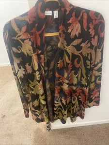 Hübsche Susan Graver Jacke vorne offen braun/rost/schwarz/hellgrün Gr. PL - Bild 1 von 10