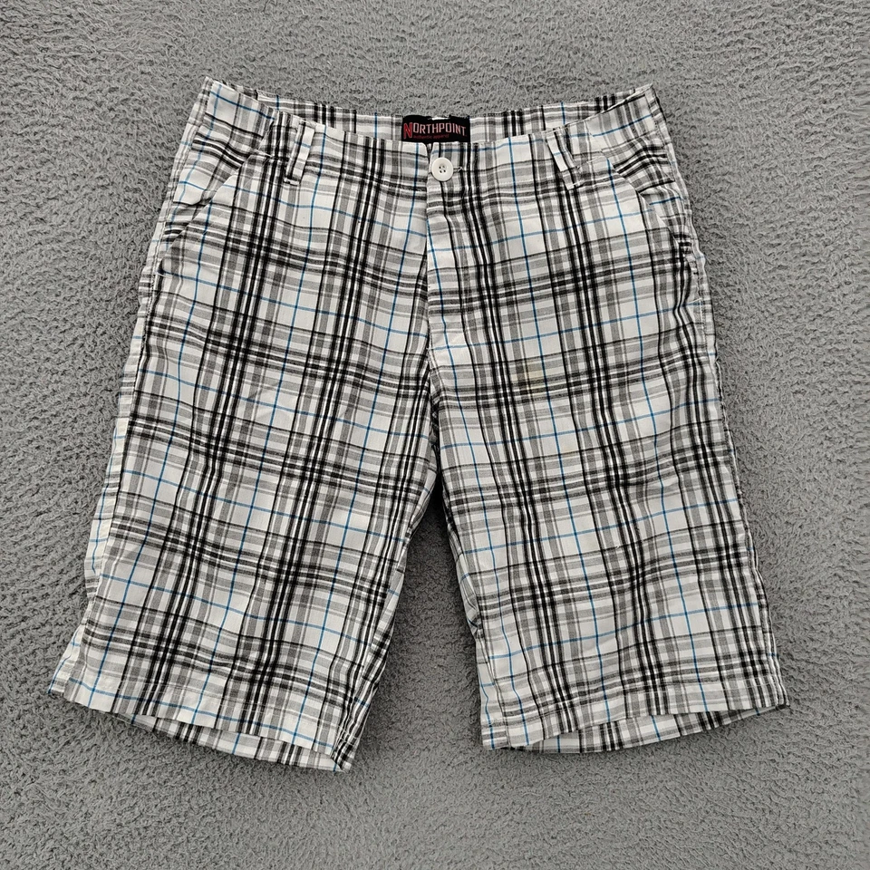 Pantalones Cortos Northpoint Para Hombre 32 Blanco Gris Azul Cuadros Frente Plano Mezcla de Algodón Informales Foto 1 de 4