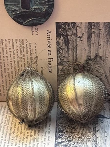 2er Set Victorian Germany Weihnachtsbaum Quecksilber Glas Draht Wickelkugel O - Bild 1 von 4