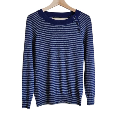 Banana Republic Sweater Stripes Wool Cashmere Purple Grey Women's Medium - Image 1 of 4