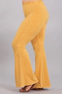 Chatoyant Plus Size Mineral Wash Bell Bottoms Amber 2XL - Picture 1 of 4