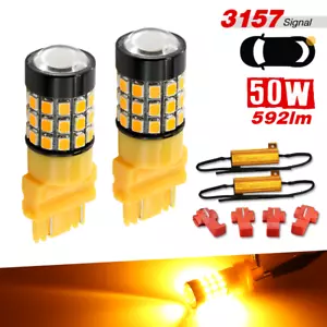 3157 LED Yellow 592 LM for Front Turn Signal Blinker Light Bulbs with Resistors - Bild 1 von 5