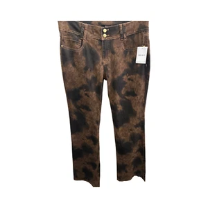 Pantaloni Forever 21 bootcut nero/marrone taglia 30,5 tasche design abbigliamento WGA nuovi con etichette - Foto 1 di 10