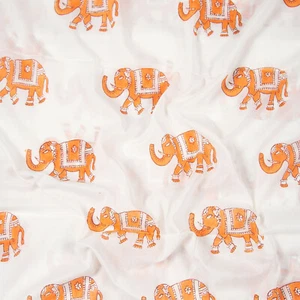 Tela de algodón con estampado de bloques de mano de elefante de 2,5 yardas tela de costura para costura - Imagen 1 de 8