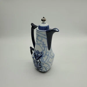 Vintage Bombay Company stapelbare Teekanne und Tasse Penzance Design blau und weiß - Bild 1 von 10
