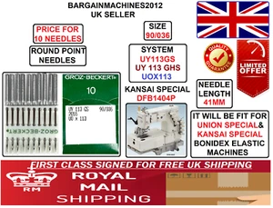 KANSAI SPECIAL UY113GS UOX113 SIZE:90/036 BONIDEX ELASTIC SEWING MACHINE NEEDLE - Picture 1 of 4