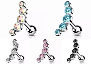Ohrstecker Helix Cartilage Knorpel Tragus Piercing Stecker Kristallbogen 316L - Bild 1 von 7