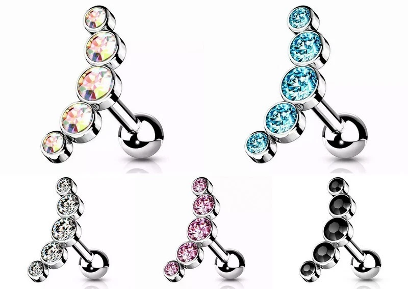 Ohrstecker Helix Cartilage Knorpel Tragus Piercing Stecker Kristallbogen 316L - Bild 1 von 2