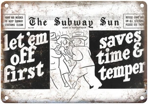 RARE vintage The Subway Sun, NYC Subway, railfan 12" x 9" Retro Metal Sign - Picture 1 of 1