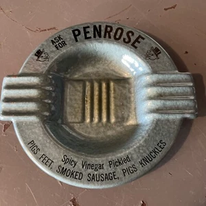 Vintage 1960's PENROSE Advertising Metal Bar Ashtray - Metallic Blue Grey - Picture 1 of 2