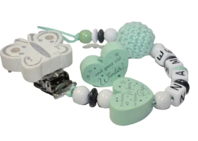 Schnullerkette mit Namen Ein bisschen Mama Schmetterling Mädchen Babygeschenk - Bild 1 von 4