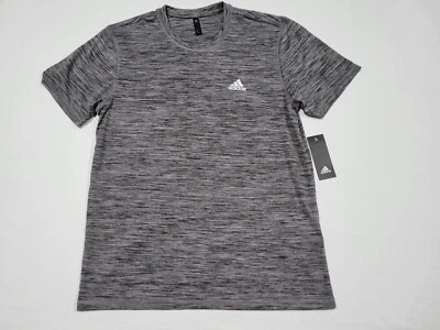 阿迪达斯男式 Tech T 恤短袖运动训练衬衫灰色太空染料船员 — 第 1/4 张图片