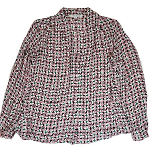 Rose + Olive V-Ausschnitt Bluse Damen klein rot schwarz Boho Büro elegant Top gebraucht, in einwandfreiem Zustand - Bild 1 von 8