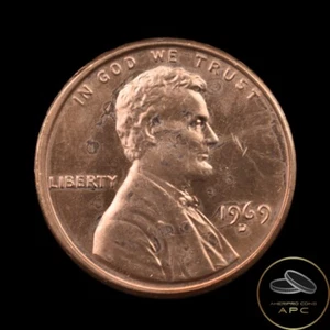 1969 D Lincoln Memorial Cent Red from US Mint Set BU Interesting Cello Toning++ - Picture 1 of 2