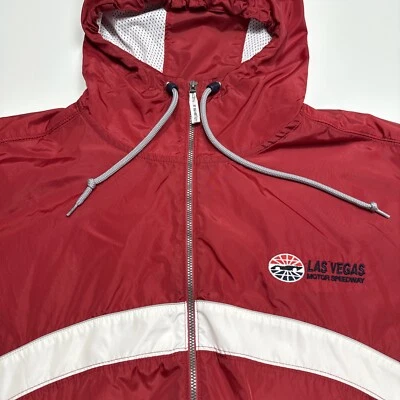 Las Vegas Motor Speedway Jacket Mens Small Red Lightweight Rain Windbreaker - Image 1 of 4