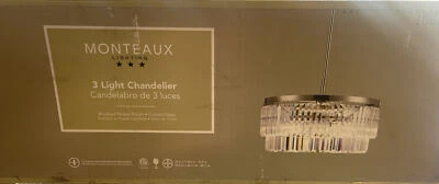 3-Light Brushed Nickel Crystal Chandelier for Dining Room - Image 1 of 2