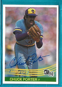 CHUCK PORTER signed 1984 Donruss baseball card #333 MILWAUKEE BREWERS
