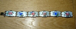 Ivar Holt Sterling Silver Enamel Flowers Link Bracelet Norway anderson holth - Picture 1 of 4