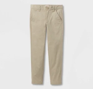 Boys' Skinny Fit Uniform Chino Pants - Cat &Jack™ Khaki 4 Brand New - Picture 1 of 3