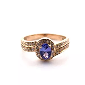 Sparkling 14K Yellow Gold Tanzanite and Diamond Ring - Picture 1 of 7