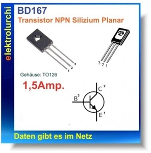 🔧 BD167 – NPN-Leistungstransistor – 60V, 4A, 36W, TO-126 – 2 Stück - Bild 1 von 2