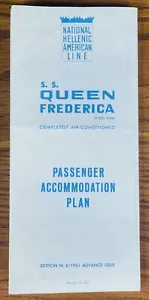 SS QUEEN FREDERICA RARE 1961 BROCHURE BLUEPRINT National Hellenic American Line - Picture 1 of 3