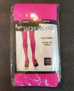 Wonderland Nylon Tights Womens One Size Fits Most Hot Pink Hose Costume  - Picture 1 of 2