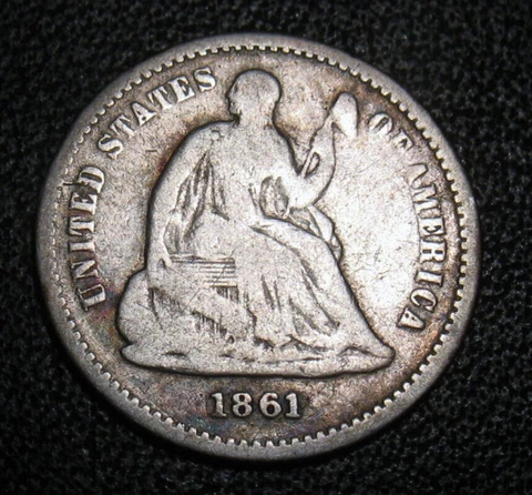 OLD US COINS SILVER 1861 CIVIL WAR ERA HALF DIME Cover
