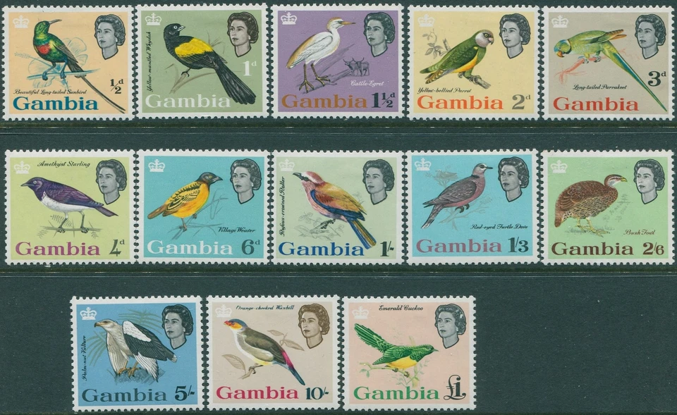 Gambia 1963 SG193-205 Juego Pájaros MLH Foto 1 de 1