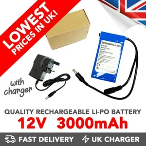 12v 3000mAh Rechargeable Li-ion Battery Portable DC Power Pack - UK - Picture 1 of 2