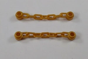 x2 NUEVO Lego Cadenas 5 Eslabones Oro Metálico Castillo Minifigura Piezas - Imagen 1 de 1