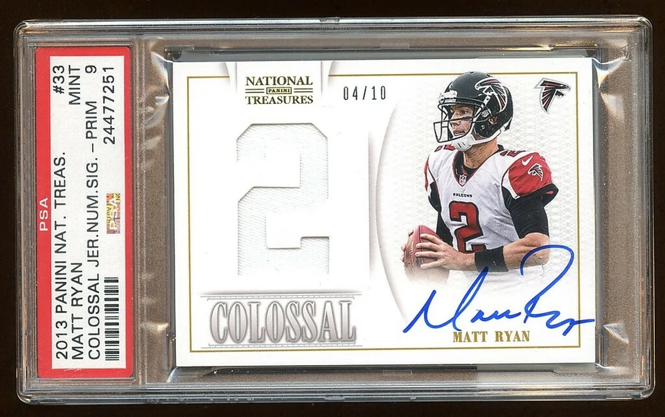 PSA 1 PSA 9 MATT RYAN 2013 NATIONAL TREASURES AUTOGRAPH PATCH /10 COLOSSAL HOF ? - Image 1 of 1