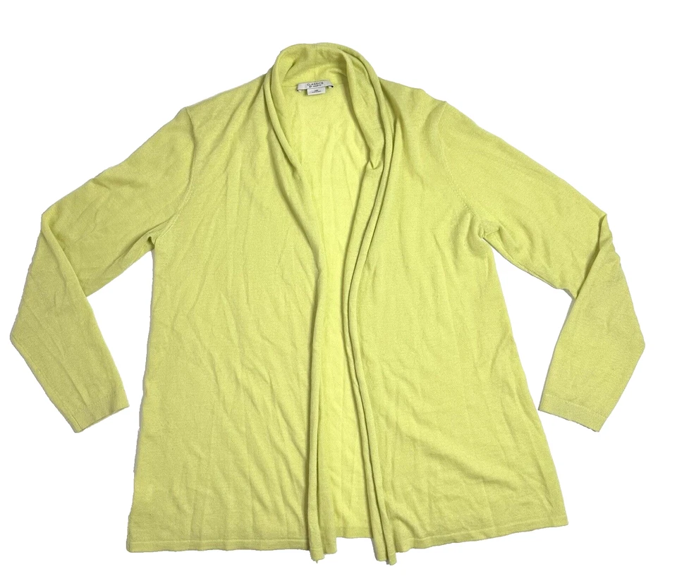 Cárdigan suéter verde Classics by Worth 100 % cachemir para mujer frente abierto talla M Foto 1 de 4