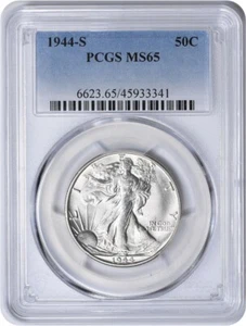 1944-S Walking Liberty Silver Half Dollar MS65 PCGS - Picture 1 of 2