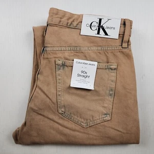 Calvin Klein Jeans Men Size 31 (measures 36) 90s Straight Denim Desert Brown NEW - Picture 1 of 14