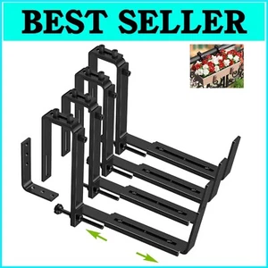 Durable Black Steel Planter Box Brackets - Securely Mount Flower Boxes Outdoors - Picture 1 of 10