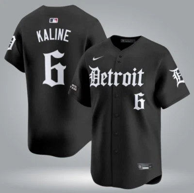 Camiseta deportiva para hombre Detroit Tigers #6 Al Kaline Cool Base negra todo cosido Foto 1 de 2