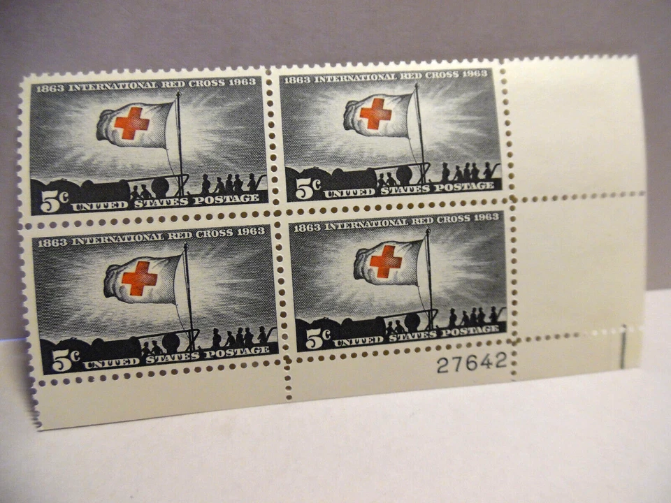 SCOTT STAMP # 1239 RED CROSS 5 CENT PLATE BLOCK - MNH - Image 1 of 1
