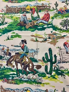 Riverdale fabric gabby hayes 1952 4 Curtains Drapes Long & Short  Cowboy Western - Picture 1 of 15