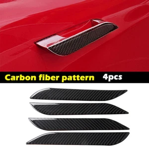 Carbon Fiber Vehicle Door Handle Wrap Set 4PCS Sticker Decals For Tesla Model S - Picture 1 of 7