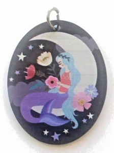 MERMAID CRESCENT MOON METAL PENDANT Charm Flowers Stars Fairytale NEW - Picture 1 of 3