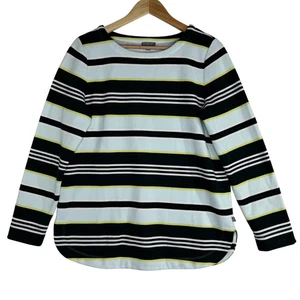 Talbots Shirt Medium schwarz weiß mint Streifen Langarm Rundhals Tee Fleece - Bild 1 von 9