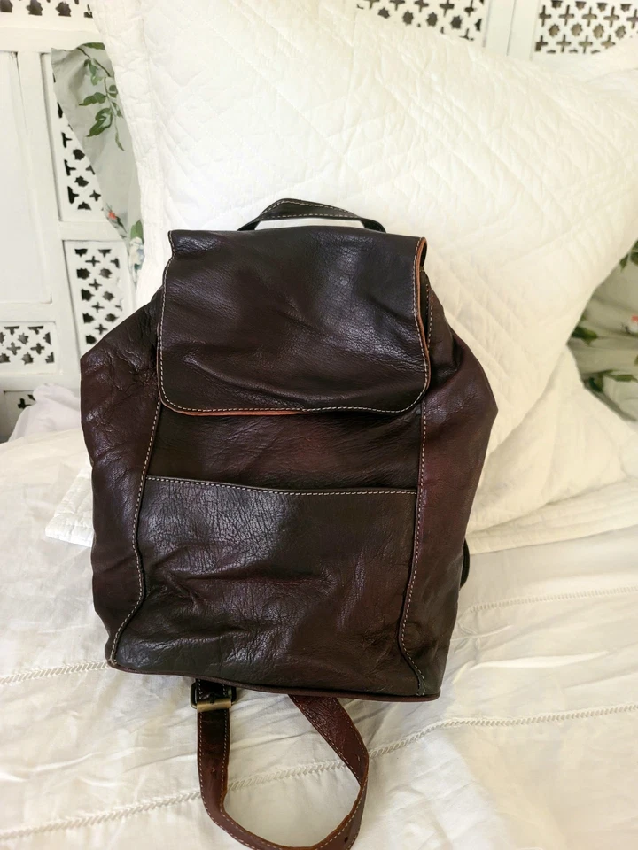 SAC A DOS DE VILLE CUIR GRAS MARRON - Photo 1/4