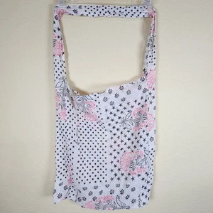 FREE PEOPLE Gauzy Shopper Reusable Tote Bag Stars Dots Floral Boho Market Sling - Picture 1 of 9