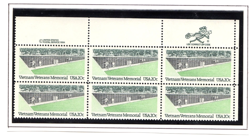 Scott #2109 Vietnam Veterans Memorial Zip Block of 6 Stamps - MNH UR from album - Image 1 of 1