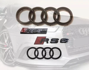 For Audi RS6 C7 Gloss Black Full Set Front Rear Badge Emblem - Picture 1 of 6