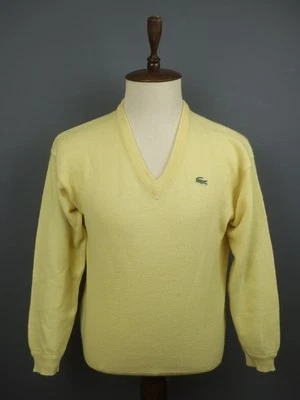 Suéter Pullover Lacoste Amarillo Lino Tejido Cuello en V Manga Larga Raglán Talla 6 Foto 1 de 4